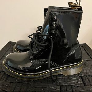 Dr. Martens patent lace up boots